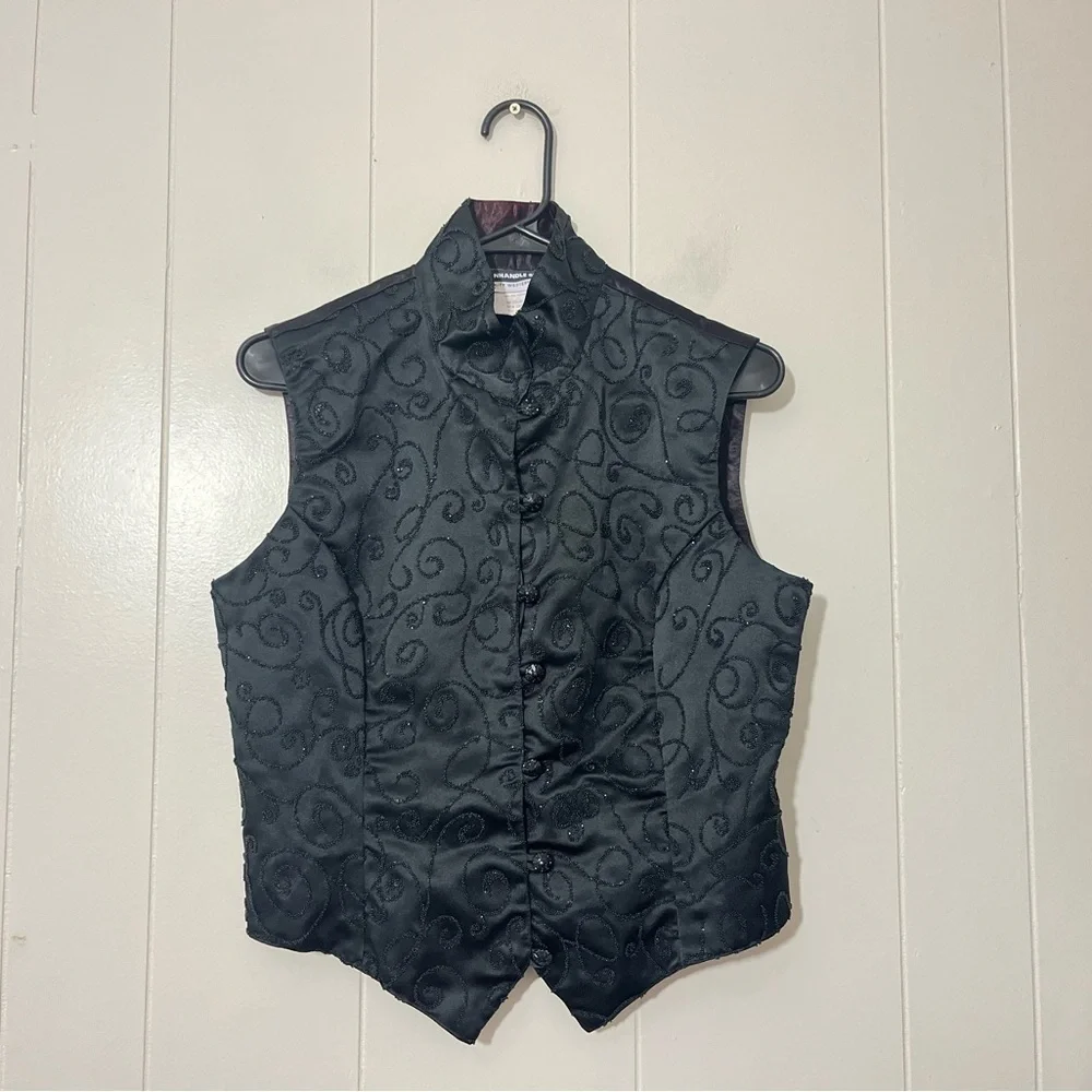 Panhandle Slim Vest Men Black Button Western Adjustable Size M